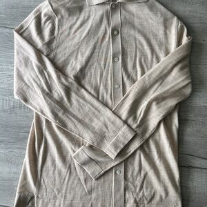 Suitsupply Sand Long Sleeve Polo Cardigan